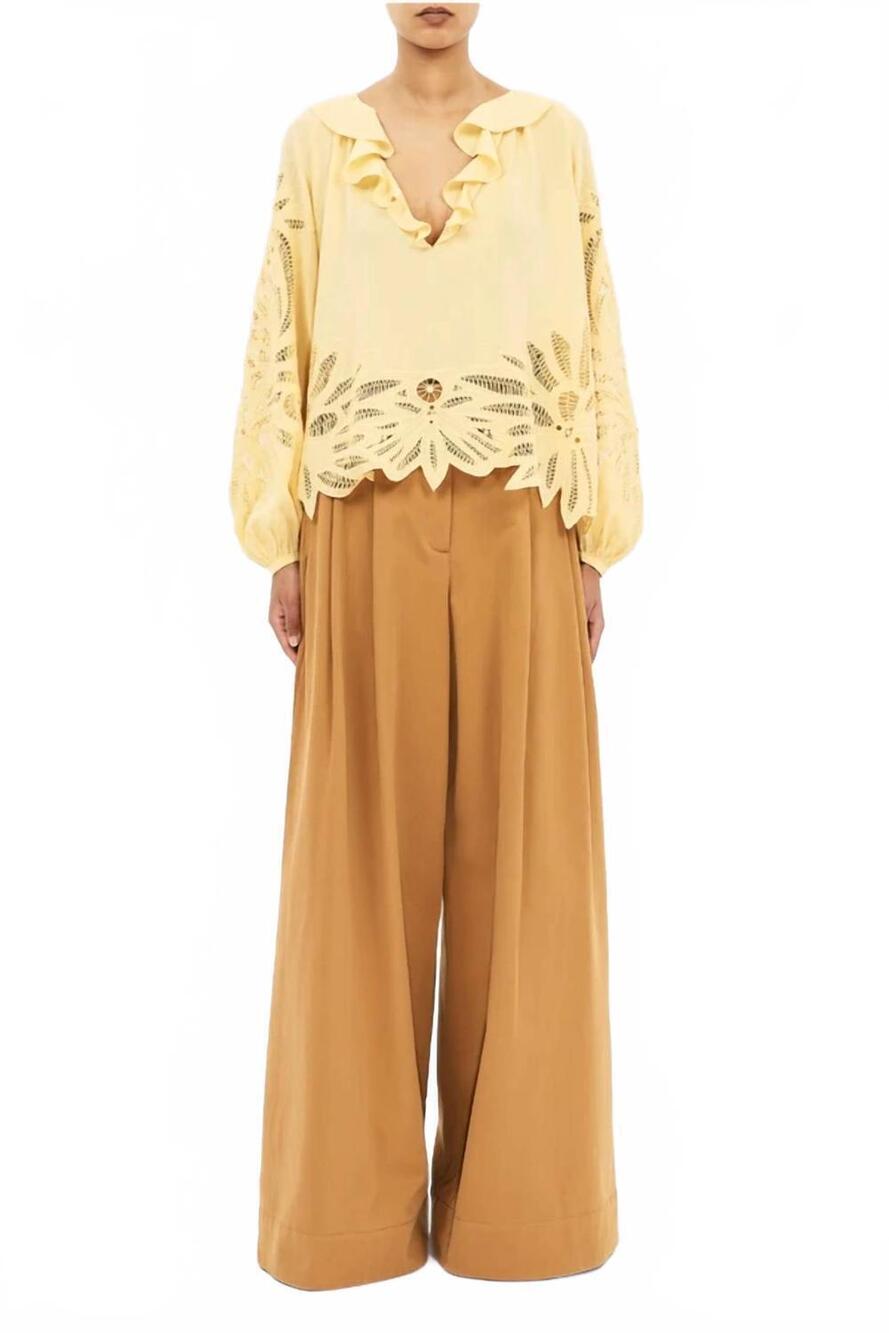 NEW ULLA JOHNSON adonis applique blouse in dandelion